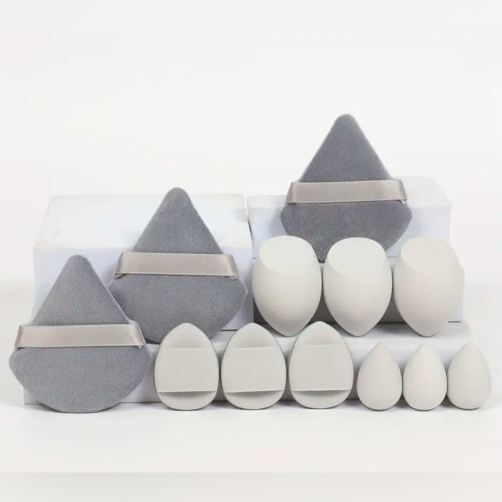 Makeup Sponge & Puff 12 Piece Set - Gray, Ideal For All Skin Types, All Purpose